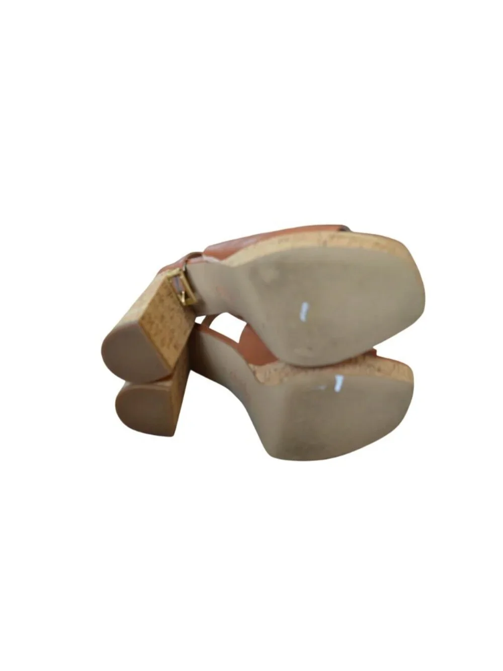 Charles David Imani Anthropologie Cork Block Heels Ankle Strap Women Size 10 Boh